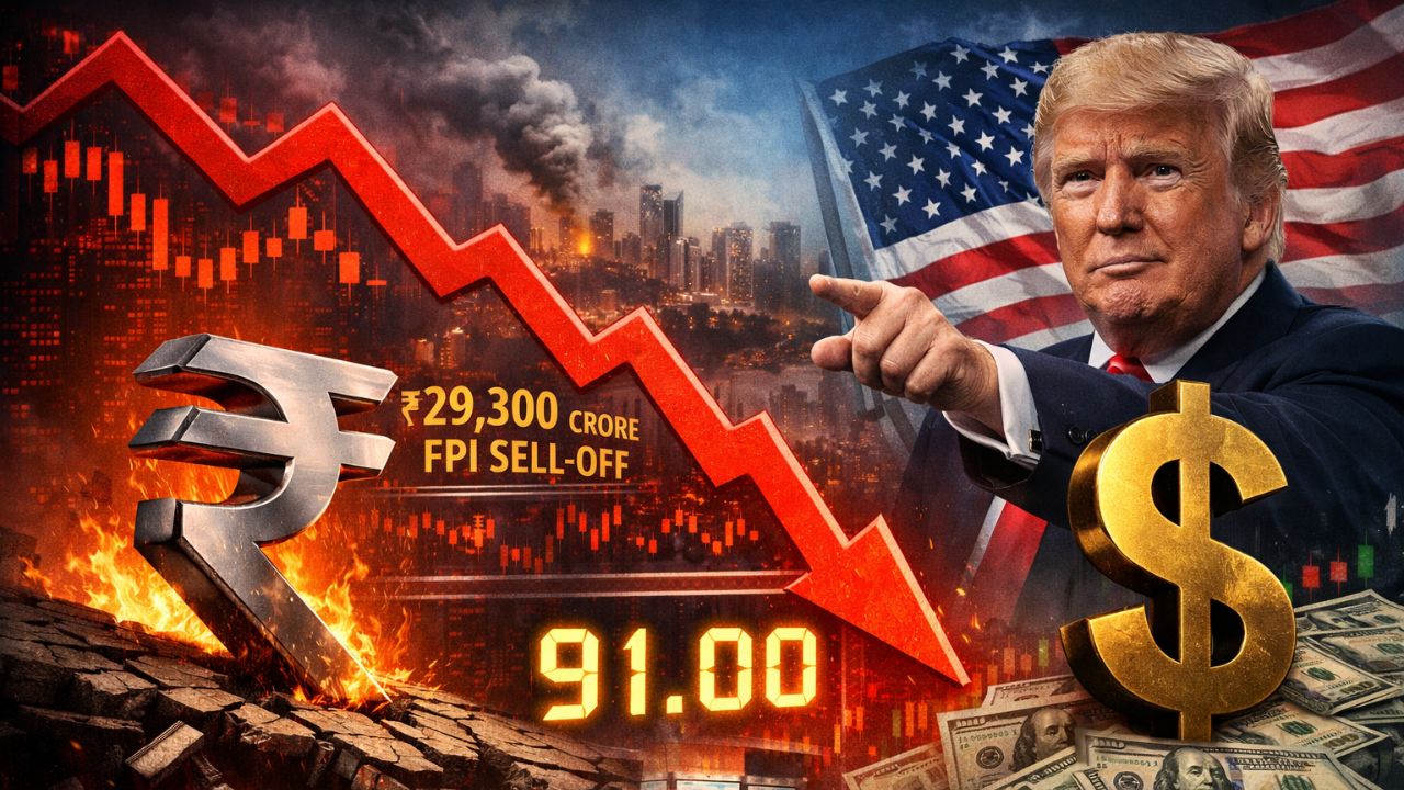 Rupee Slips Past 91/$ amidst uncertainty over US-India trade deal, heavy FPIs selling