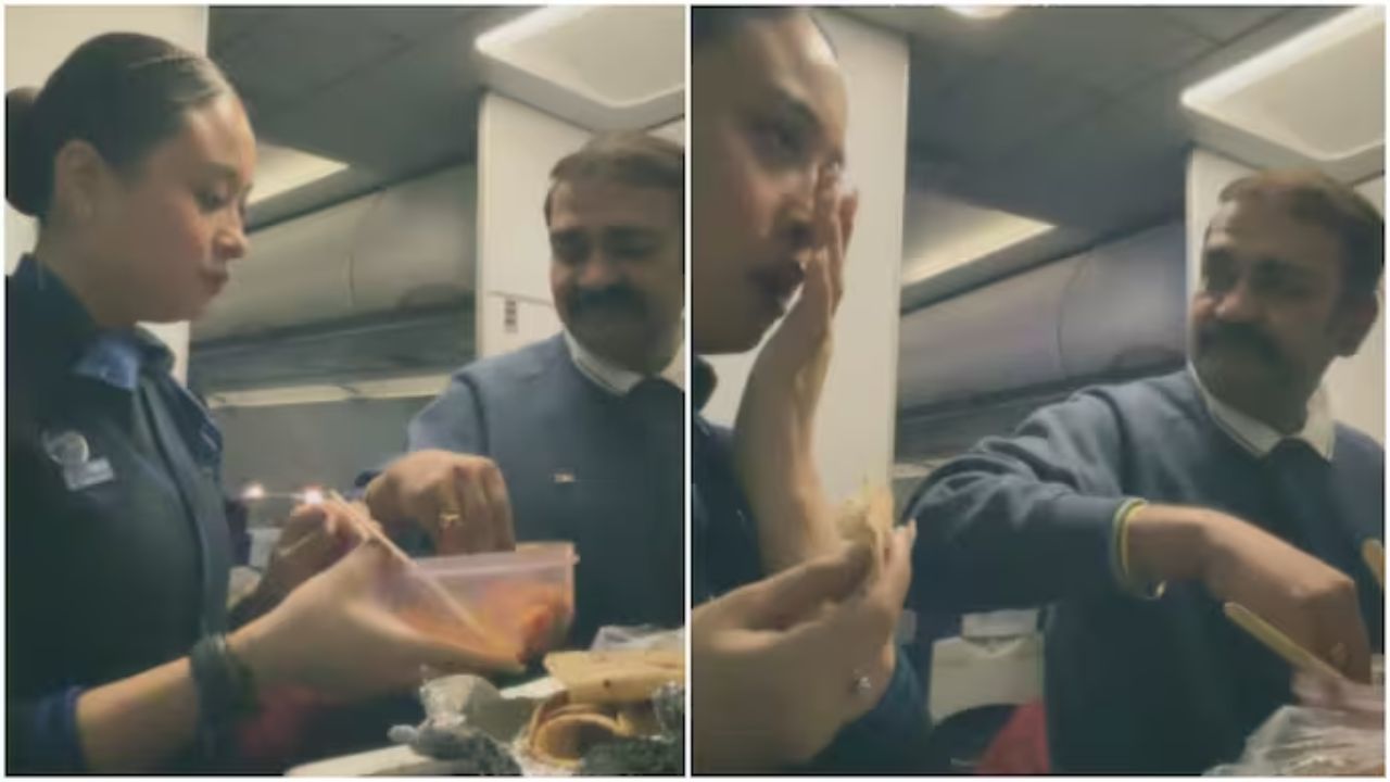 Viral: IndiGo air hostess shares ‘ghar ka khaana’ with stranger, internet can’t stop smiling; Watch video