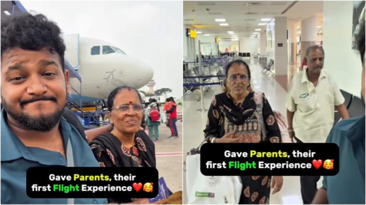 Middle-class dream comes true as son takes parents on their first flight; Watch video