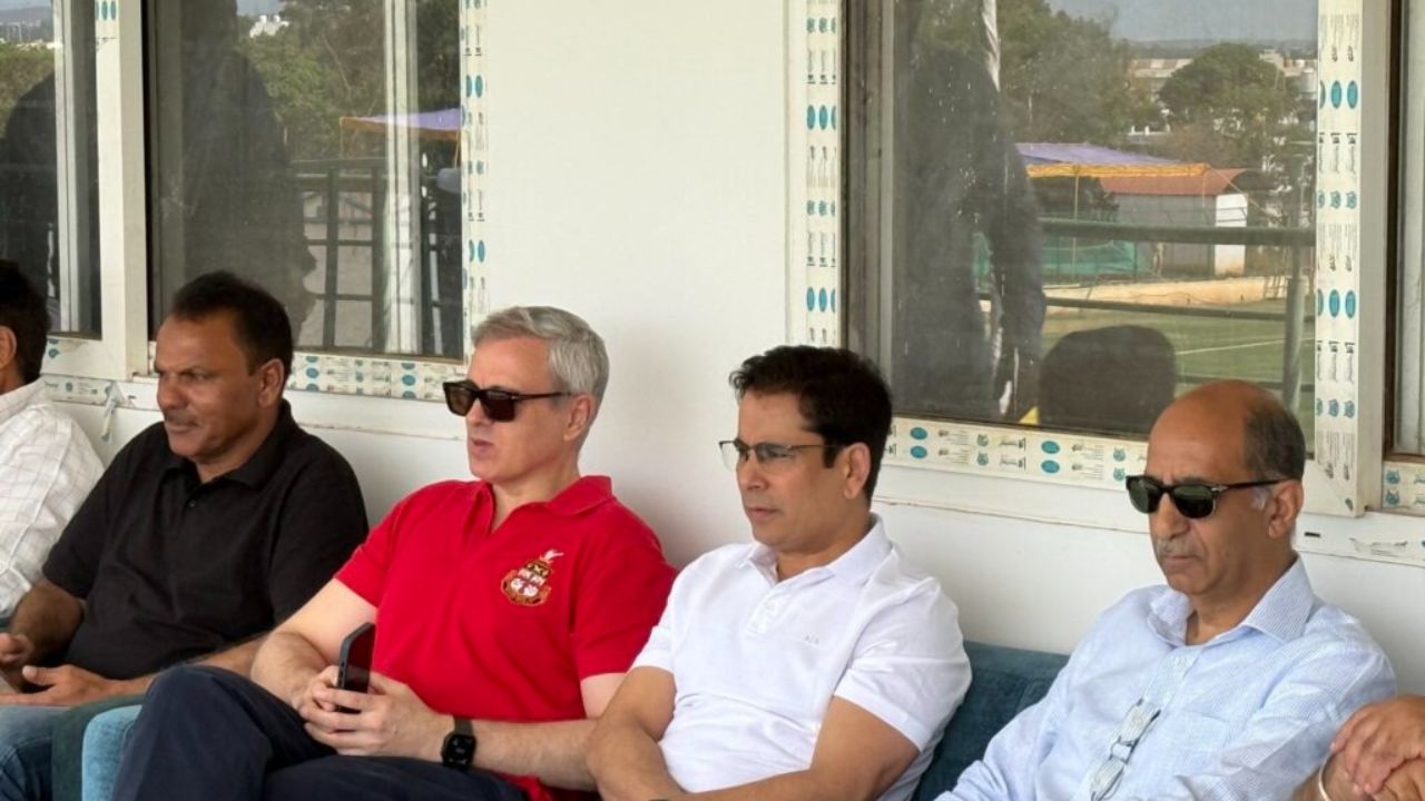 CM Omar Abdullah watching the final of the Ranji Trophy