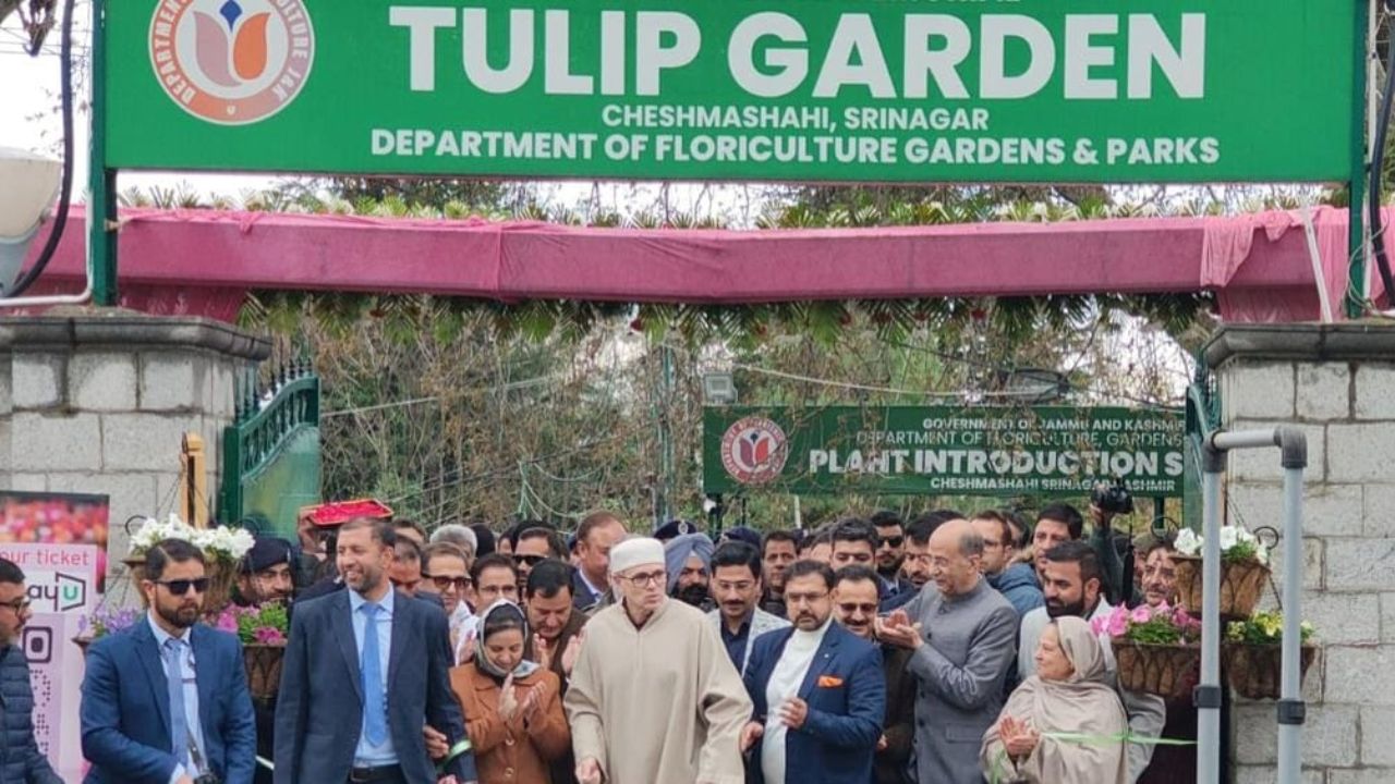 CM Omar Abdullah inaugurates Asia’s largest Indira Gandhi Memorial Tulip Garden in Srinagar