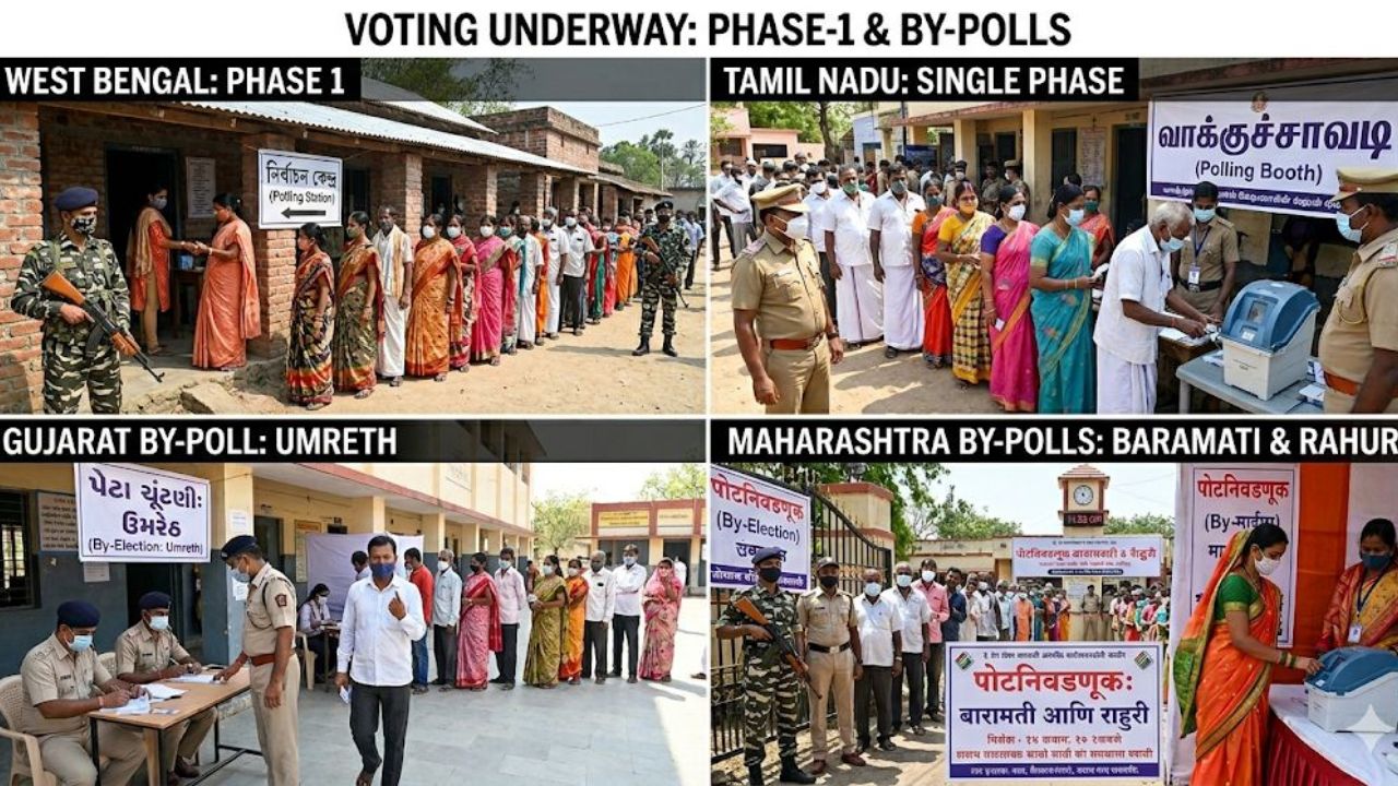Voting underway for phase-1 in West Bengal and Tamil Nadu; By-polls in Gujarat and Maharashtra