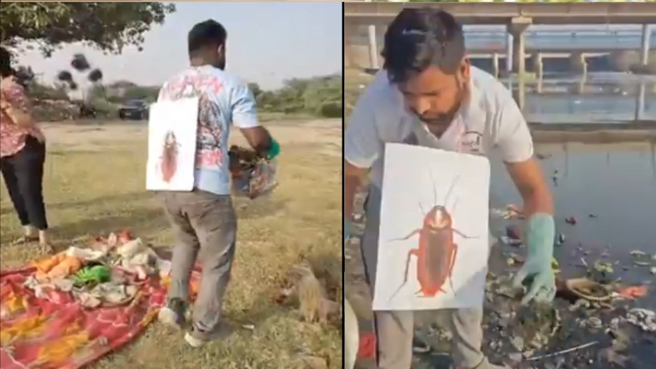 Youths arrive to clean yamuna dressed as Cockroaches; Video goes viral on social media