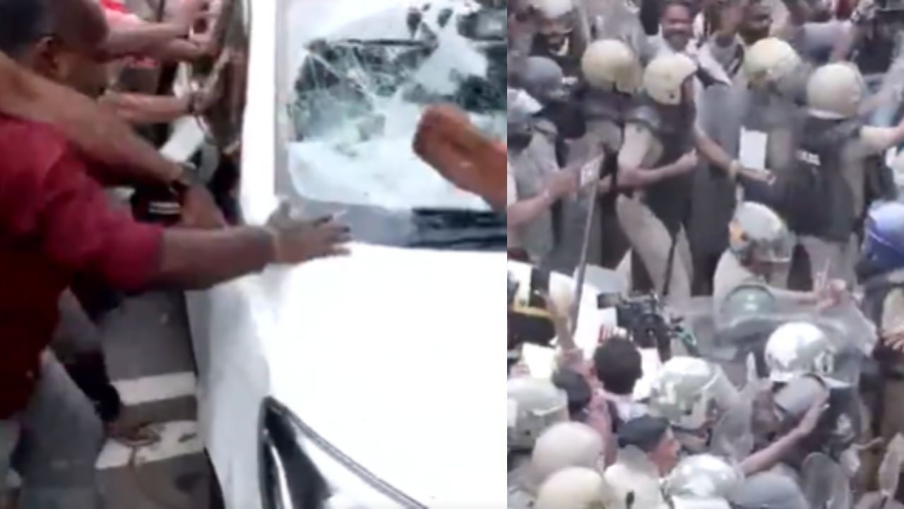 Left supporters attack ED vehicle, smash windows over raid against former Kerala CM Pinarayi Vijayan
