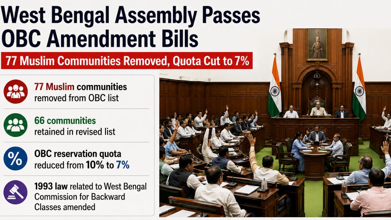 West Bengal Assembly passes OBC amendment bills, 77 Muslim communities out of reservation list