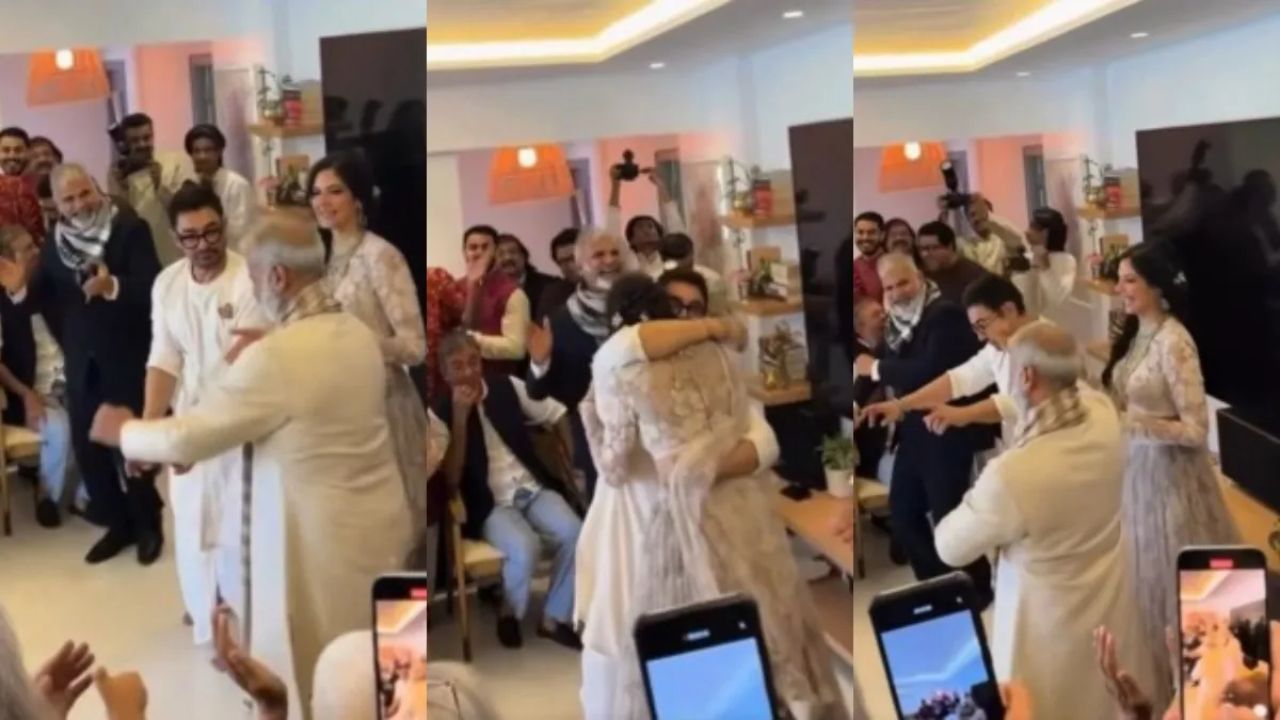 Aamir Khan hugs Gauri Spratt during first dance as Husband and Wife; Heartwarming ideo Goes Viral