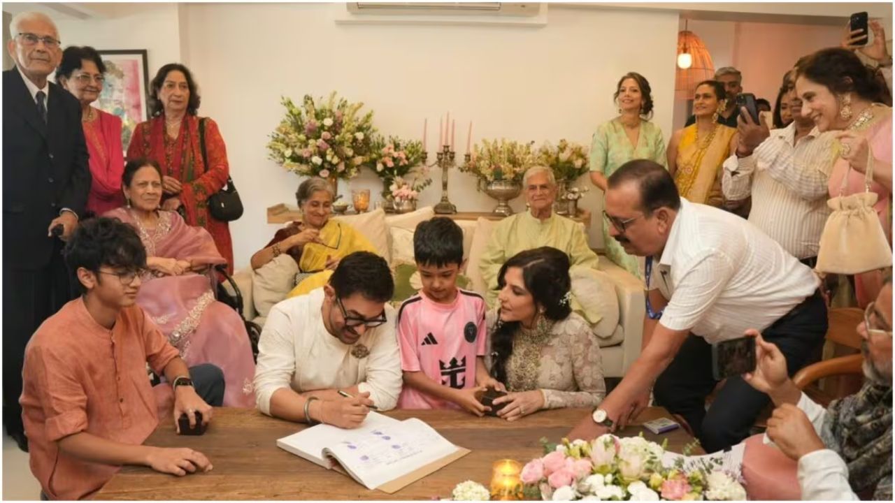 Aamir Khan ties knot for THIRD time with Gauri Spratt, Children from previous marriages attend function
