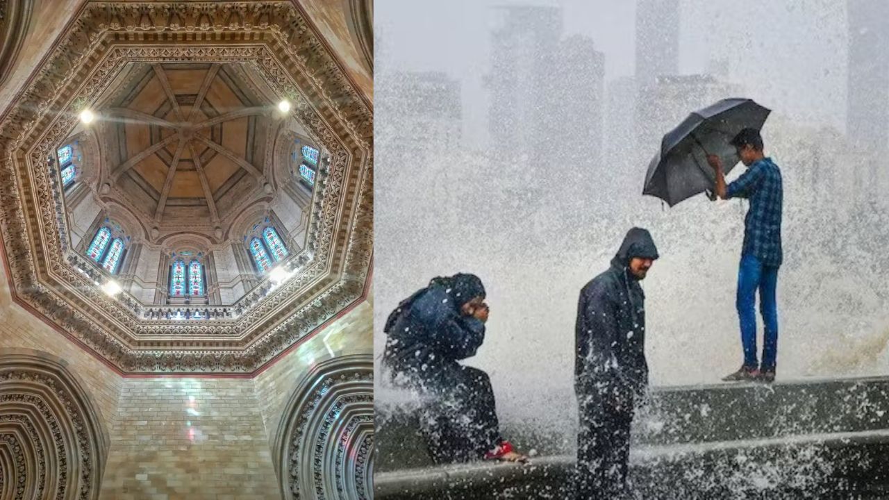Mumbai Rains: Leaks in Mumbai’s iconic CSMT Dome, Foyer barricaded during restoration