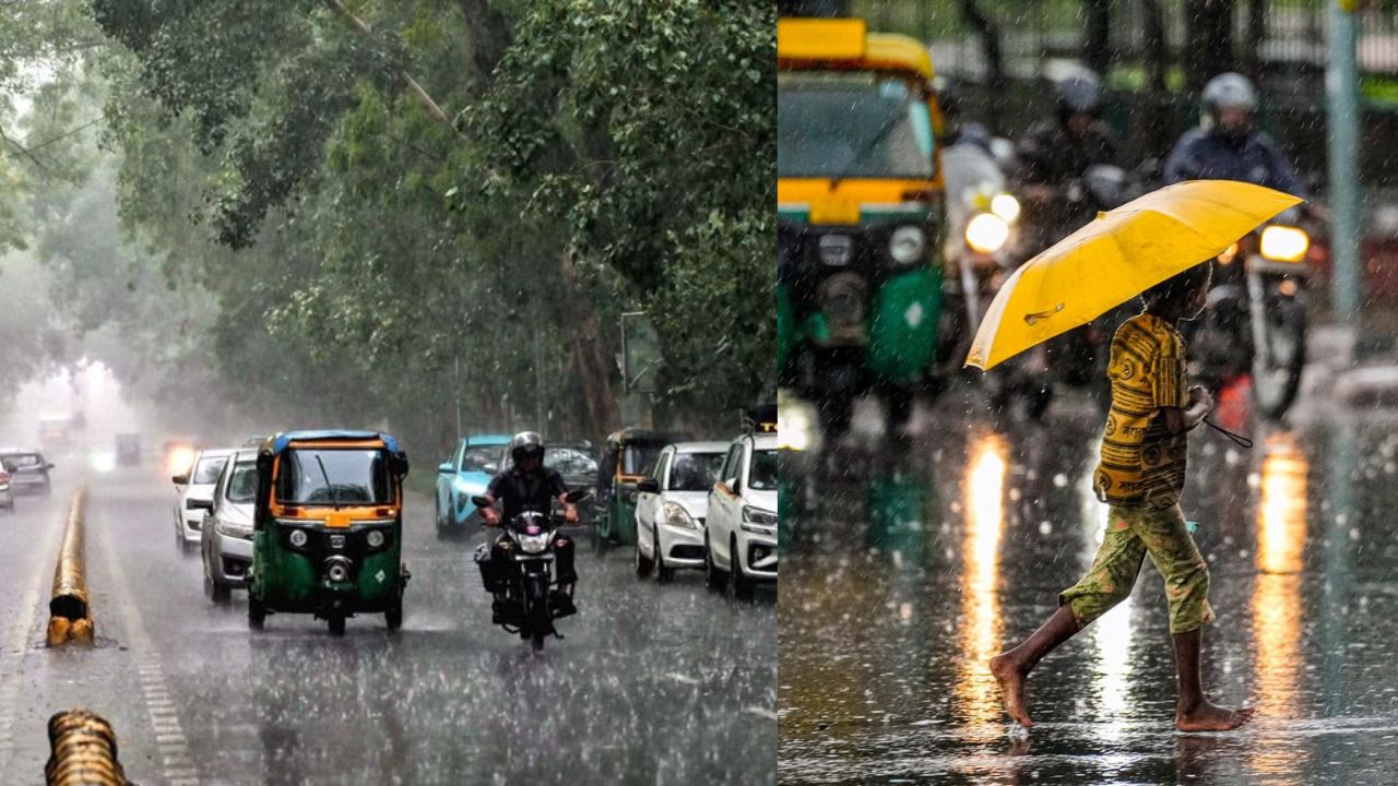 Heavy rain lashed Delhi as monsoon showers continued to sweep across the capital