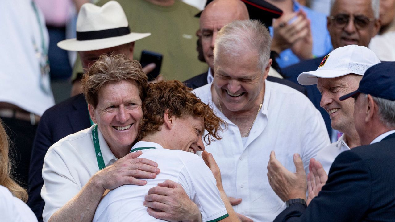 After his fifth Grand Slam victory, Jannik Sinner meets his Team (Source Wimbledon Site)