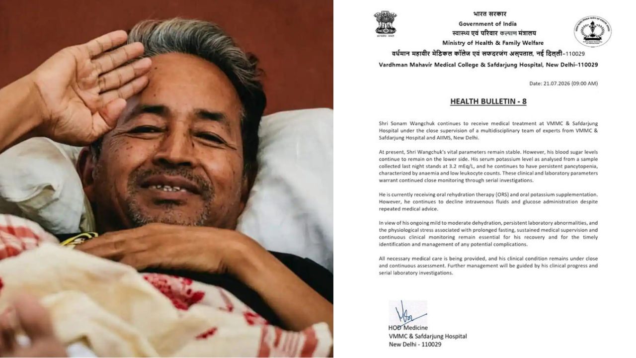 Sonam Wangchuk Health Update: Blood Sugar Low, Doctors Say Vital Signs Stable, as CJP Protest Continues