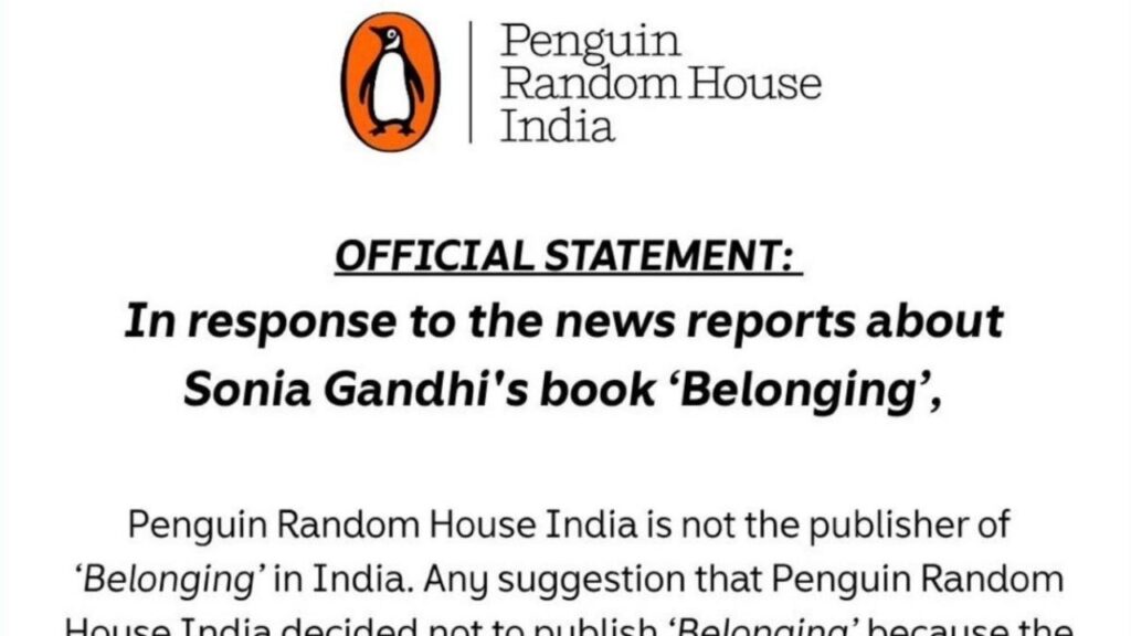 Penguin issues statement on not publishing Sonia Gandhi's memoir