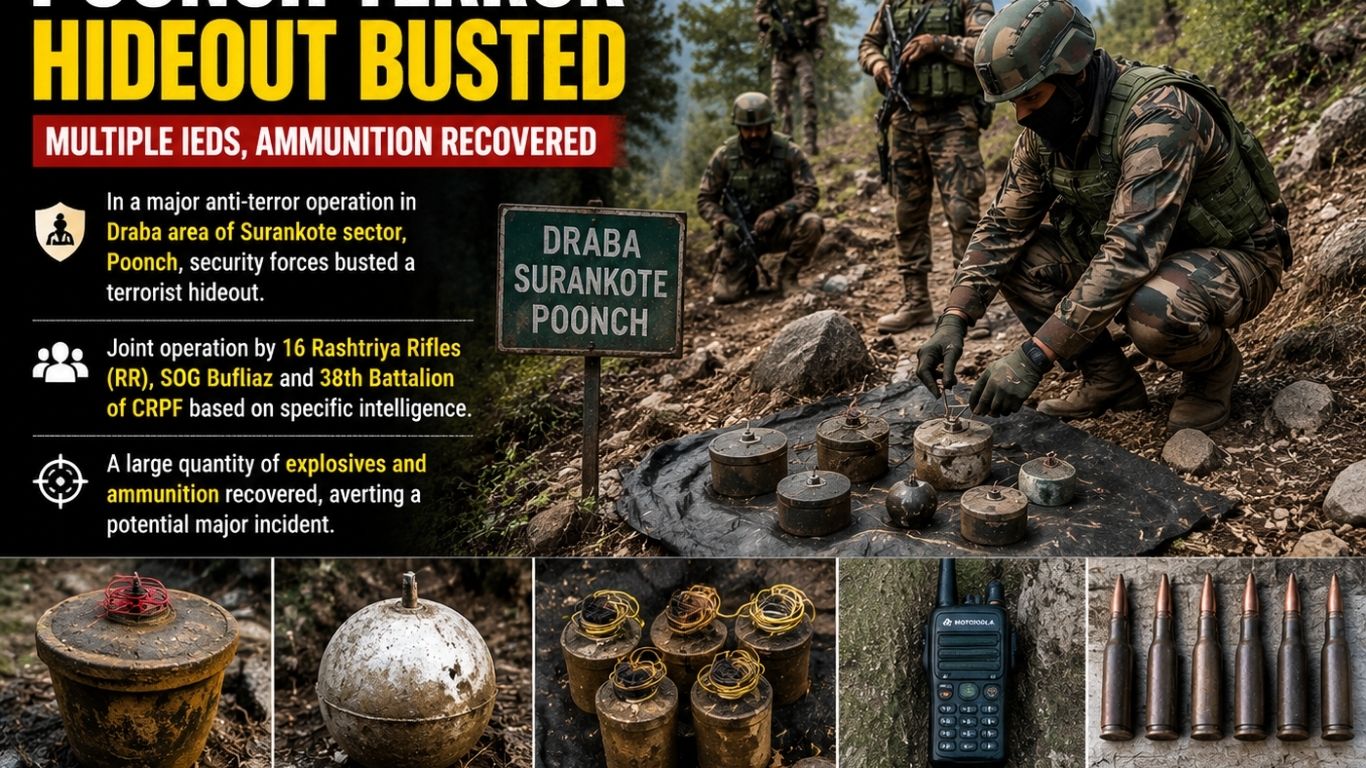 Poonch Terror Plot Foiled! Army and CRPF Recover Explosives From Hidden Militant Hideout
