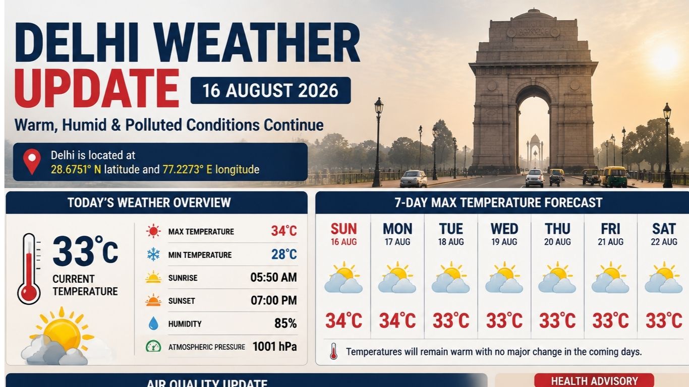 Delhi Weather Update: Temperature Reaches 33°C, AQI Remains in Poor Category