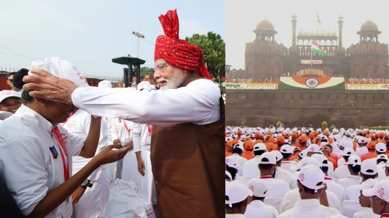 Did PM Modi Breaks Protocol at Red Fort? Picks Up Child’s Fallen Cap in Viral Independence Day Moment