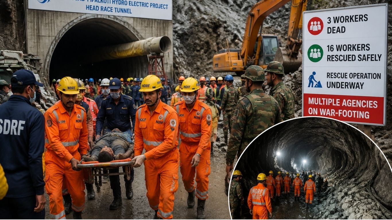 Major Accident in Chamoli Hydro Project Tunnel: Three Killed, Rescue Teams Race to Save Trapped Workers