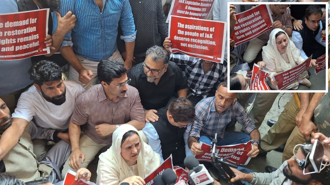 Article 370 Abrogation 7th Anniversary: National Conference Holds Protest In Srinagar, Renews Restoration Demand