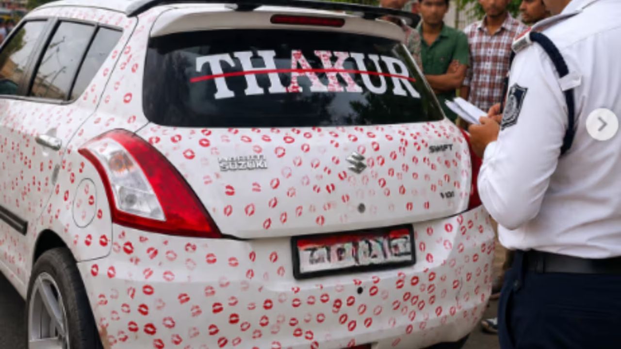 Gwalior Man’s Car Covered With 3,400 Lipstick Kisses Goes Viral; See How This Social Media Stunt Ends