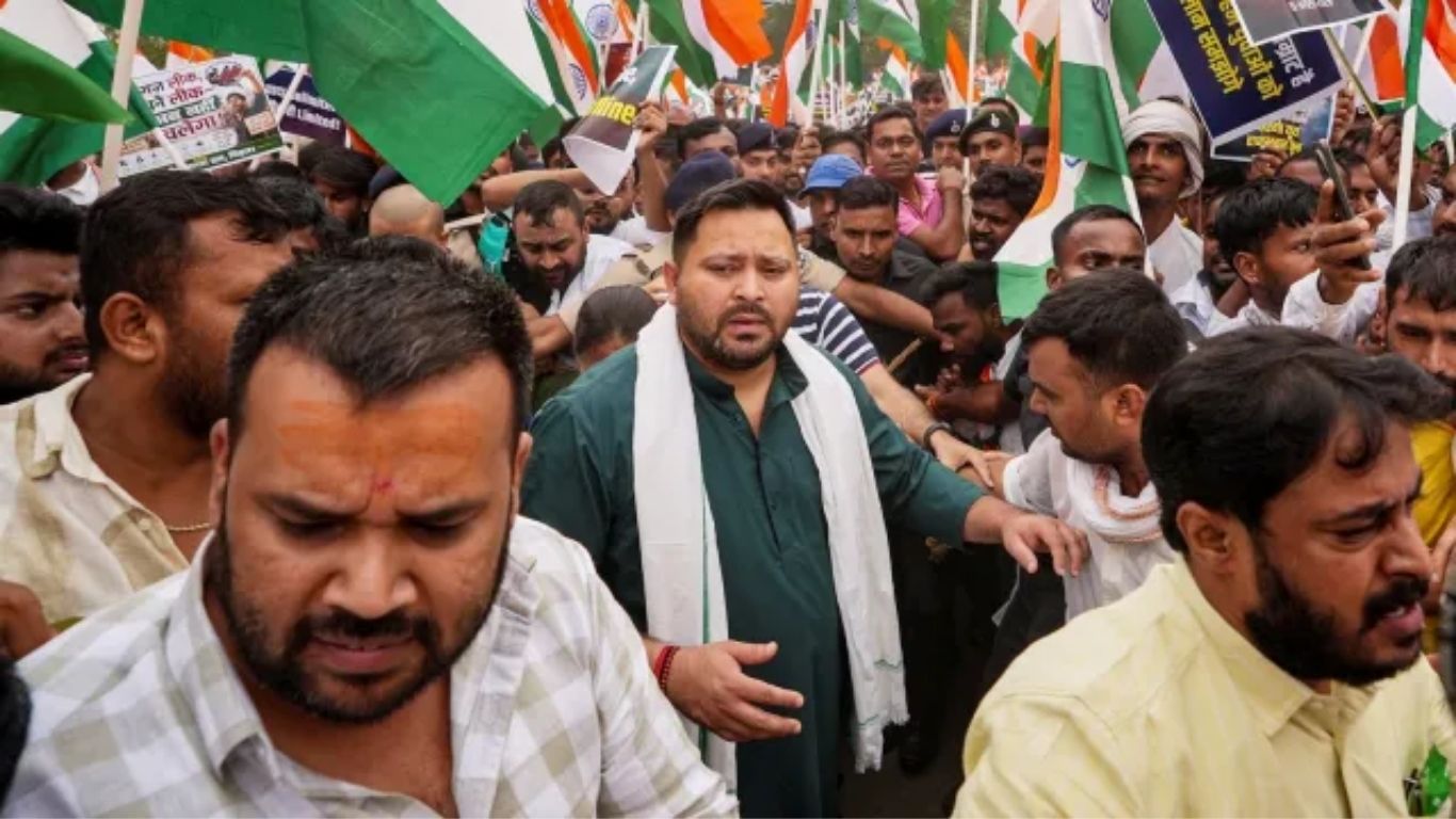 ‘AK-47 Vs Students’ Row: Tejashwi Yadav Hits Streets, Detained By Police In Patna