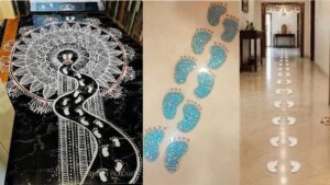 Tiny Krishna footprints welcome the divine child into South Indian homes
