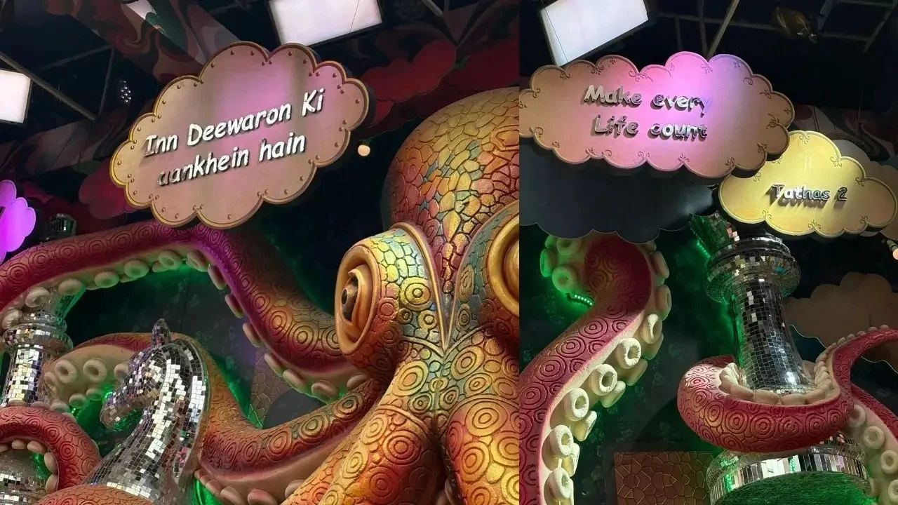An octopus blending chess and strategy: A stunning octopus-themed installation featuring chess pieces held in its tentacles adds a fascinating surreal touch to the Bigg Boss 20 house. Combining the mystery of the ocean with the precision of chess, the artwork becomes a perfect symbol of the unpredictable strategies, alliances, and mind games expected inside the house.