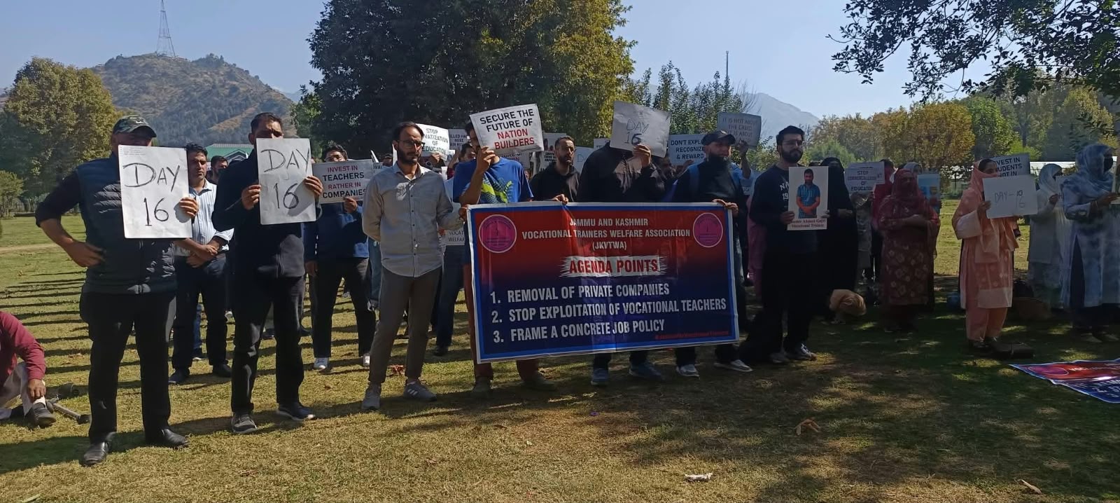 JK Vocational Trainers’ Protest Enters Day 16 as Employees Seek Job Security
