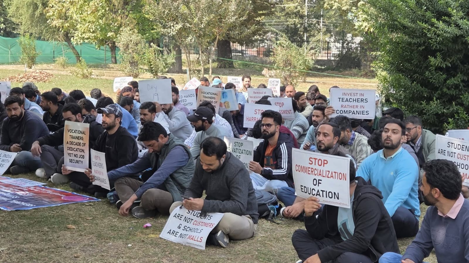 JK Vocational Trainers Protest Hits Day 21 as Job Security Demand Intensifies