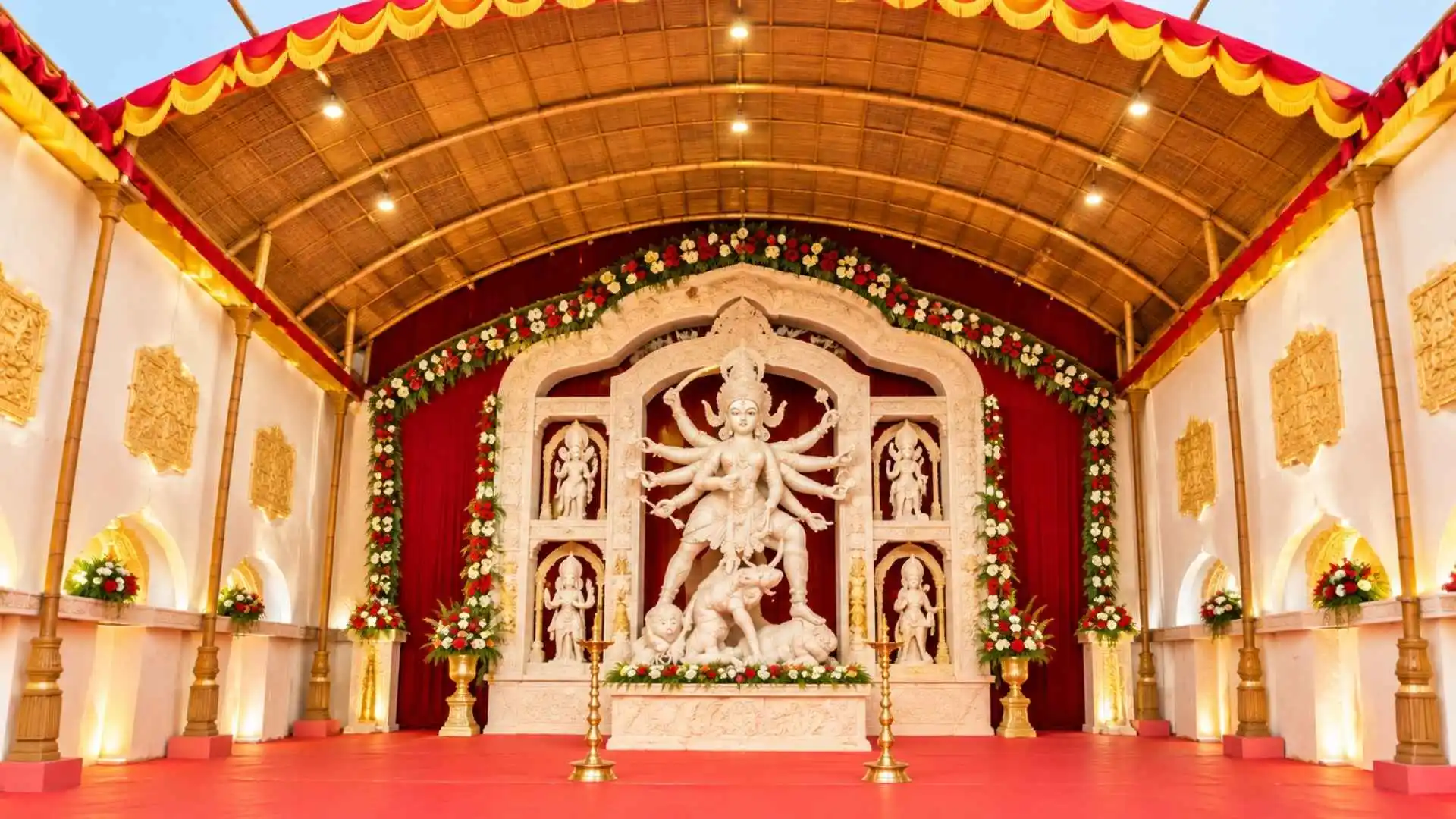 New Alipore Durga Puja is a popular attraction in Kolkata, known for its elaborate pandal decorations, creative themes and artistic presentation. With around five decades of history, the puja has built a reputation for its visually striking designs, vibrant lighting and colourful displays. Its decorations and innovative concepts have helped it gain recognition among the city’s Durga Puja celebrations, including an award for Best Decorated Pandal in 2003, according to the provided information. The beautifully crafted idol of Maa Durga adds to the festive atmosphere, while the pandal’s emphasis on meaningful themes makes it appealing to art lovers and photography enthusiasts. Located in New Alipore, the pandal is accessible from Rabindra Sarobar Metro Station, with the New Alipore and Deshapriya Park areas serving as nearby landmarks. Visitors can plan their visit between 5:30 pm and 8 pm to enjoy the decorations and evening festivities.