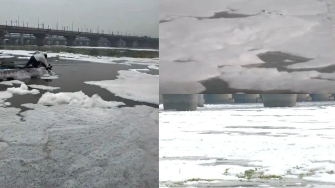 Toxic Foam Reappears In Yamuna A Day After BJP MP Manoj Tiwari Takes Dip, Claims River Has Been Cleaned