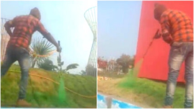प्रवासी भारतीय दिवस सम्मेलन: इंदौर में सूखी घास पर ‘‘हरा रंग’’ छिड़कने के वीडियो पर कांग्रेस ने भाजपा को घेरा प्रवासी भारतीय दिवस सम्मेलन: इंदौर में सूखी घास पर ‘‘हरा रंग’’ छिड़कने के वीडियो पर कांग्रेस ने भाजपा को घेरा