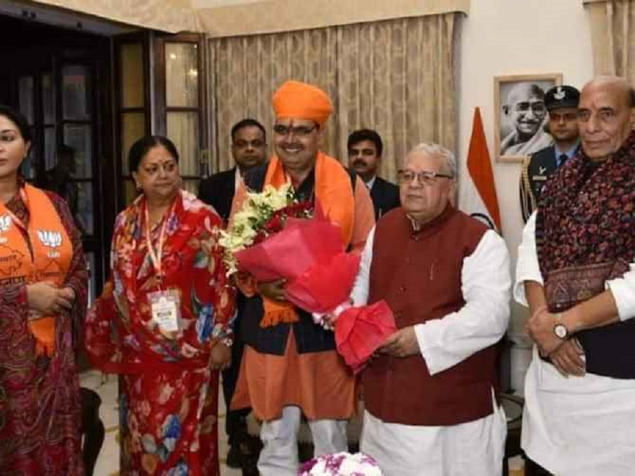 राजस्थान: राज्यपाल मिश्र से मिले भावी मुख्यमंत्री भजनलाल शर्मा