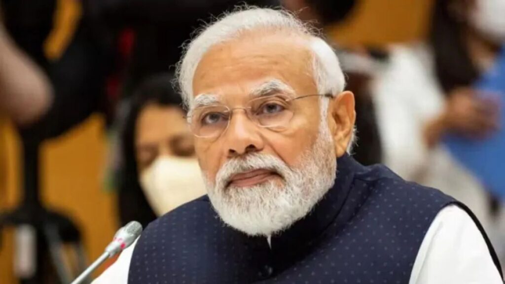 नीति आयोग की बैठक को संबोधित करते पीएम मोदी।