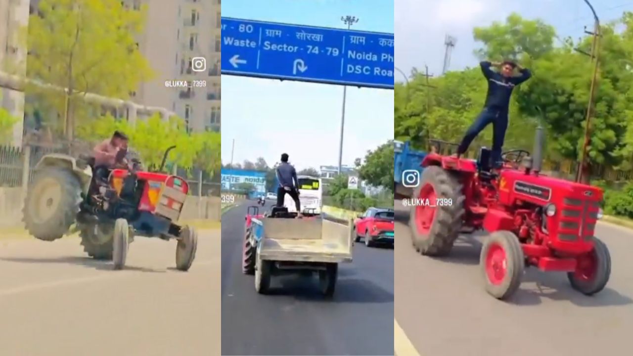 नोएडा में रील का खुमार: ट्रैक्टर से स्टंट, स्टेरिंग छोड़कर ड्राइविंग सीट पर हुआ खड़ा, पुलिस ने घर भेजा 49 हजार रुपये का चालान