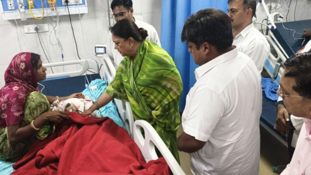 Former CM Vasundhara Raje met the injured children