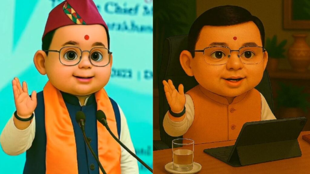 सीएम पुष्कर सिंह धामी के एनिमेटेड कार्टून