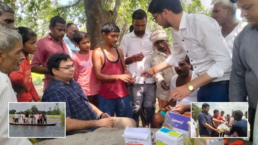डॉ. कौशल वर्मा ने बाढ़ प्रभावित गांवों में बांटी राहत सामग्री