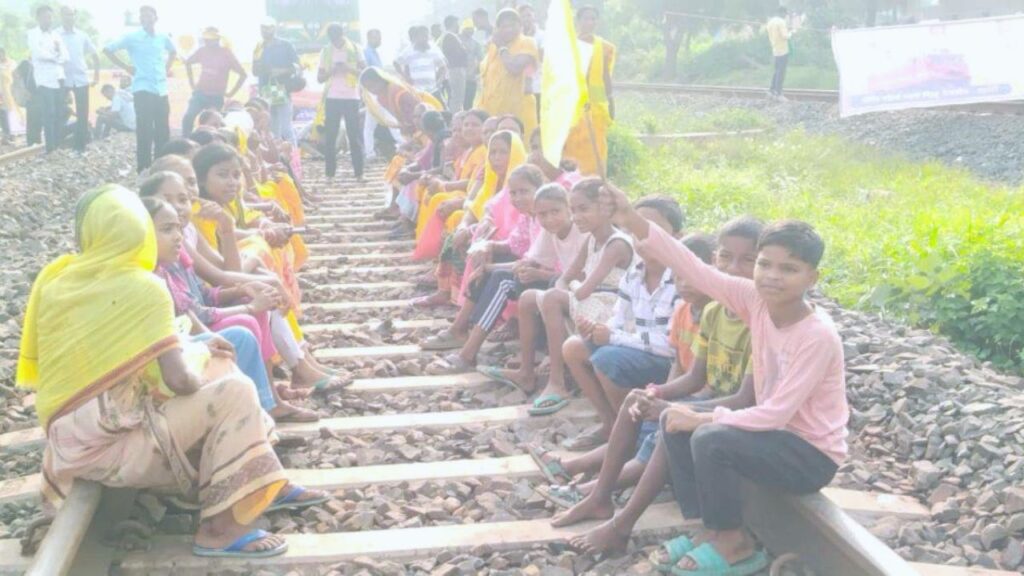 People blocked the railway track