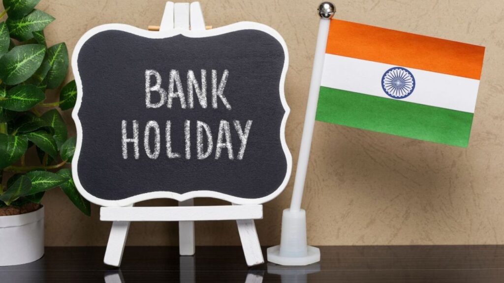 Bank branch shuttered notice with Chhath Puja 2025 bank holiday announcement for Bihar and Jharkhand