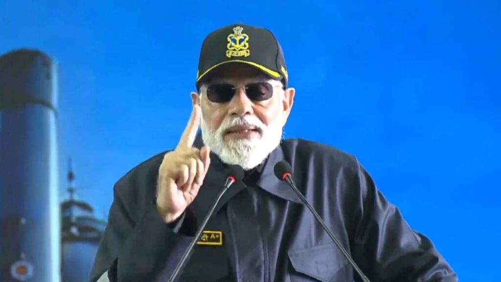 Prime Minister Modi on board INS Vikrant (Photo source: Google)
