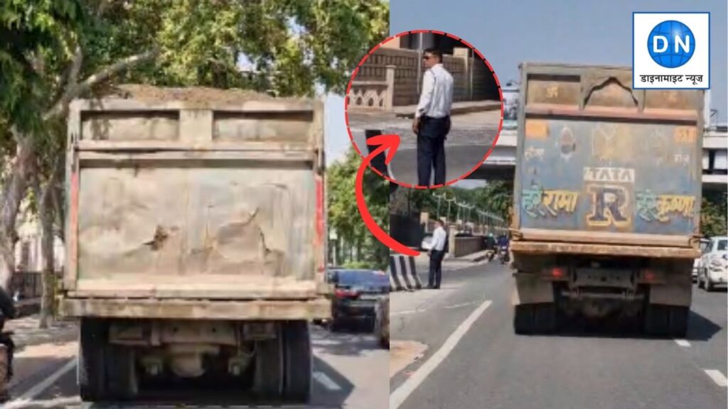 Illegal mining in front of police on Noida Expressway