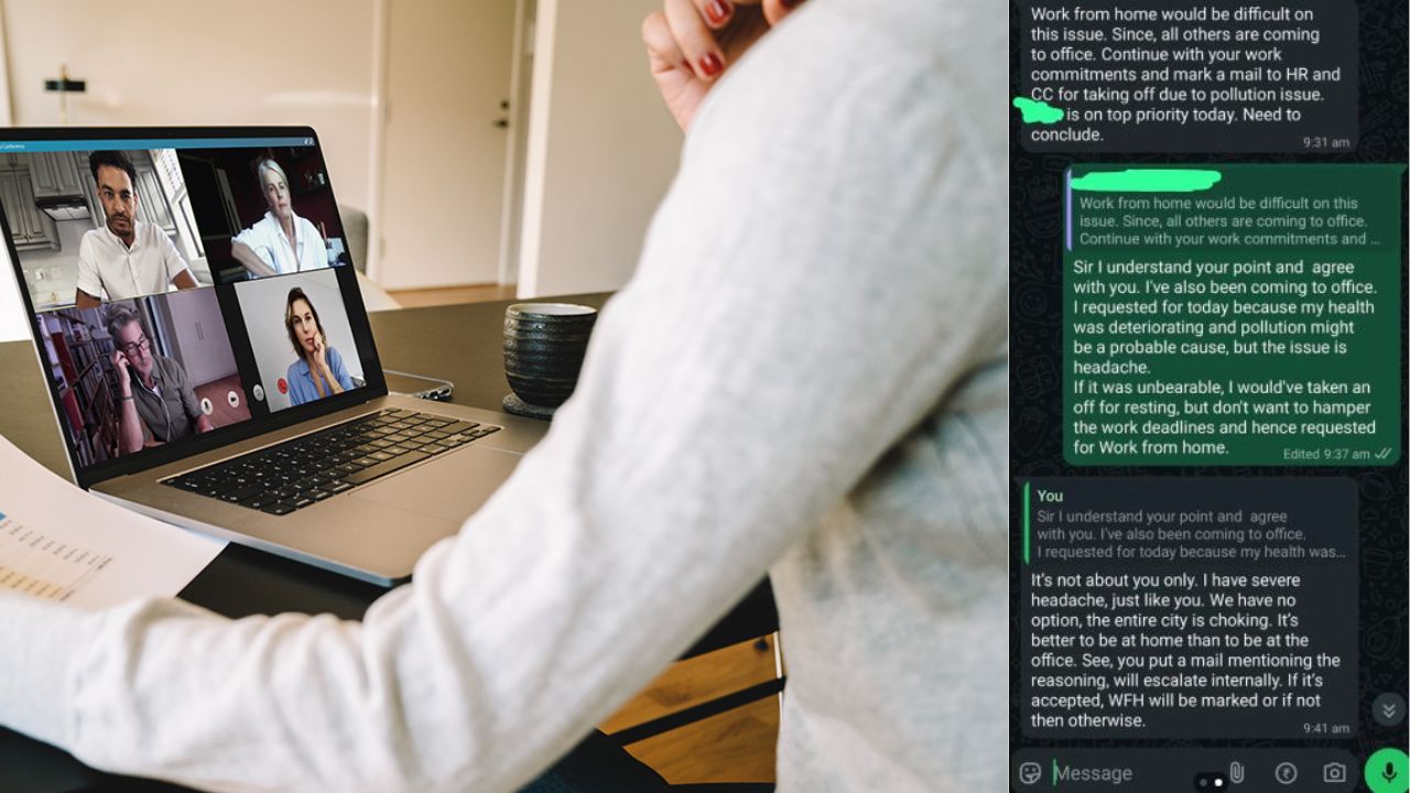 Delhi Pollution: दिल्ली में प्रदूषण से बीमार कर्मचारी को WFH नहीं, सोशल मीडिया पर वायरल हुई बातचीत