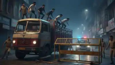 गोरखपुर में आधी रात हुआ बड़ा हंगामा, ट्रक सवार युवकों ने की बैरिकेड तोड़कर पुलिस को रौंदने की कोशिश