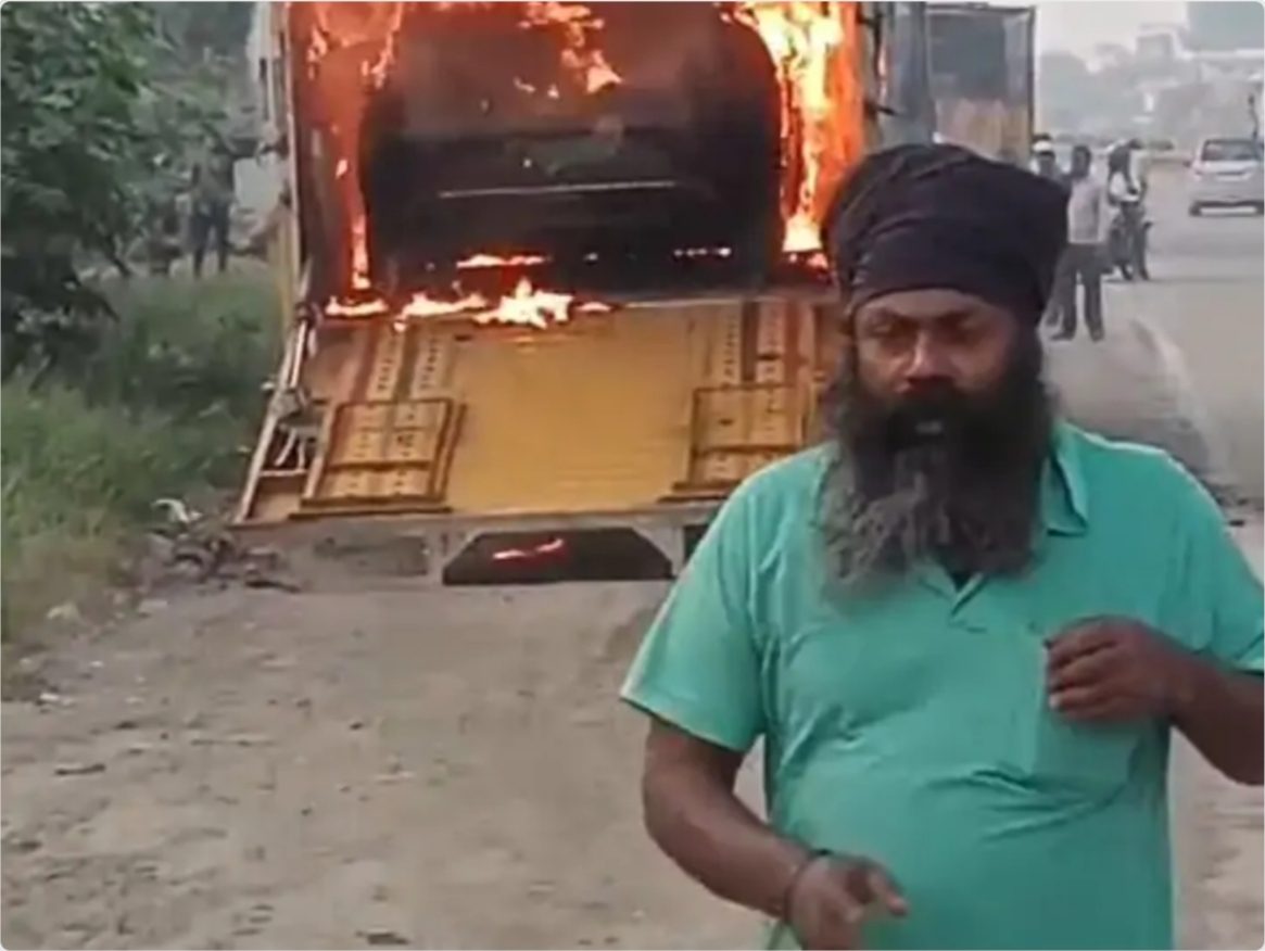 Uttar Praedsh: फतेहपुर में चलते कंटेनर में लगी आग, रोड पर मची अफरातफरी