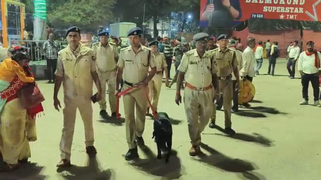 Police investigating at the railway station