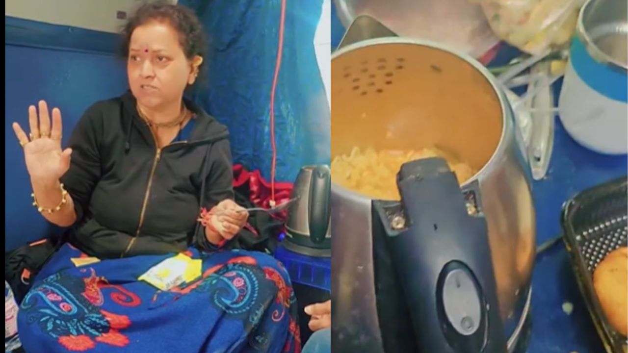 Viral Video: एक्सप्रेस ट्रेन में मैगी पकाने लगी महिला, रेलवे सुरक्षा पर उठे बड़े सवाल; जानें क्या कह रहे लोग?