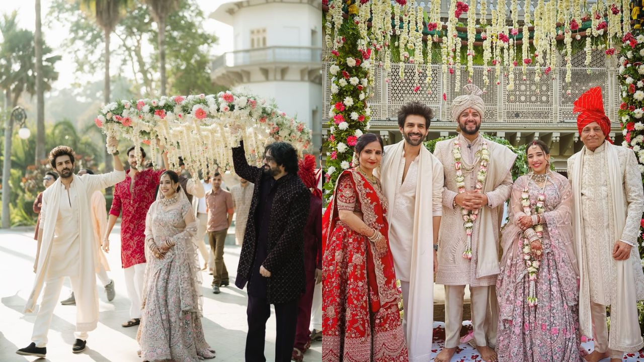 इस पोस्ट के सामने आते ही फैन्स और सेलिब्रिटीज दोनों ने इसे खूब सराहा। तस्वीरों में कार्तिक, कृतिका और उनका पूरा परिवार खुशी और भावनाओं से सराबोर नजर आ रहा है। वहीं कृतिका की शादी में भी कार्तिक पूरे समय बेहद भावुक और खुश नजर आए। (Img- Insta/Kartik Aaryan) इस पोस्ट के सामने आते ही फैन्स और सेलिब्रिटीज दोनों ने इसे खूब सराहा। तस्वीरों में कार्तिक, कृतिका और उनका पूरा परिवार खुशी और भावनाओं से सराबोर नजर आ रहा है। वहीं कृतिका की शादी में भी कार्तिक पूरे समय बेहद भावुक और खुश नजर आए। (Img- Insta/Kartik Aaryan)