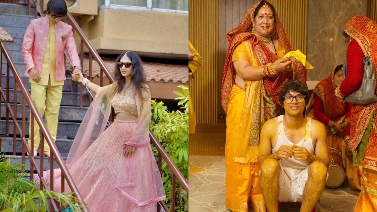 सौरव जोशी ने हल्दी रस्म के बाद अवंतिका भट्ट के साथ डांस परफॉर्म किया। सौरव ने येलो कुर्ता-पायजामा और लाइट पिंक बलेजर पहना, जबकि अवंतिका खूबसूरत लहंगा में नजर आईं। (Img- Insta/Saurabh Joshi)