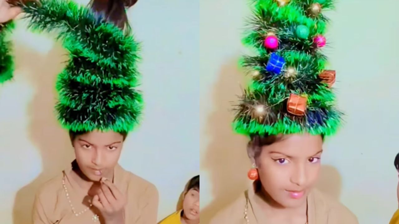 आंटी की क्रिएटिविटी ने सबको किया हैरान! बेटी के बालों से तैयार किया जिंगल बेल वाला क्रिसमस ट्री, देखें Viral Video