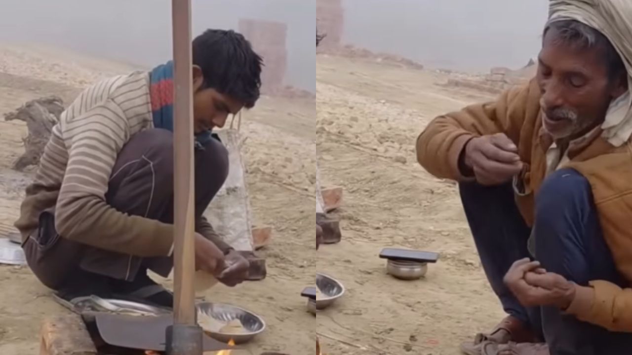 जब बर्तन नहीं थे, तब फावड़ा बना तवा, मजदूरों का देसी जुगाड़ सोशल मीडिया पर Viral