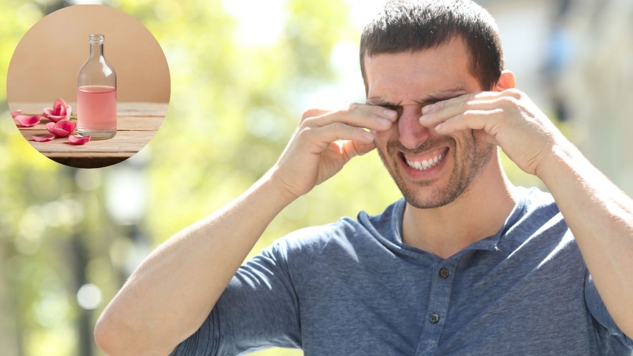 गुलाब जल की 1–2 बूंदें आंखों में डालने से तुरंत सुकून मिलता है। यह आंखों की थकान और जलन को शांत करता है। (img source: google) गुलाब जल की 1–2 बूंदें आंखों में डालने से तुरंत सुकून मिलता है। यह आंखों की थकान और जलन को शांत करता है। (img source: google)